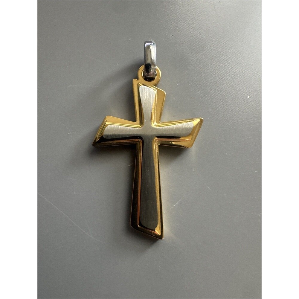 Cross Pendant Silver/Gold Tone Stainless Steel 24 Inch Box Chain Jesus Unisex